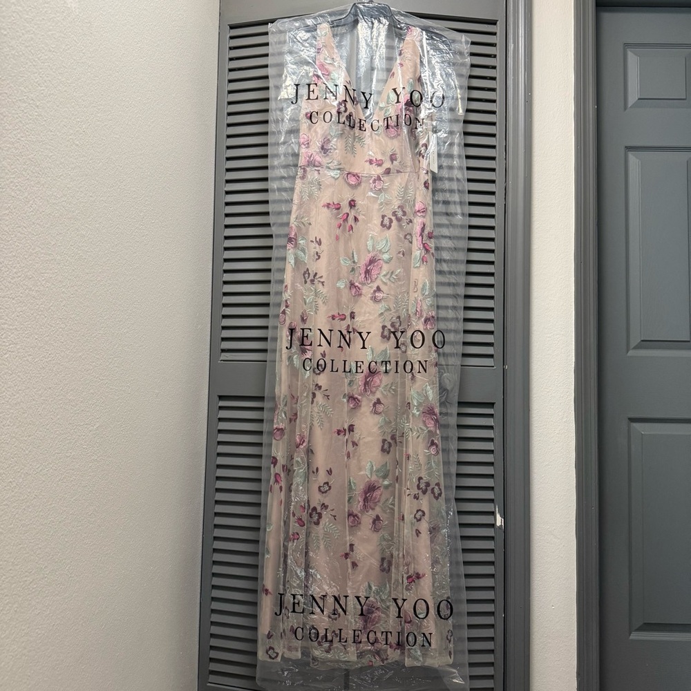 NWT Jenny Yoo Tatum Enchanted Floral Embroidery Formal Dress in Vintage Iris - Picture 5 of 7